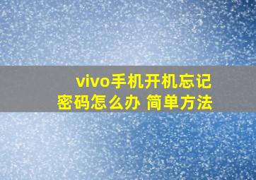 vivo手机开机忘记密码怎么办 简单方法